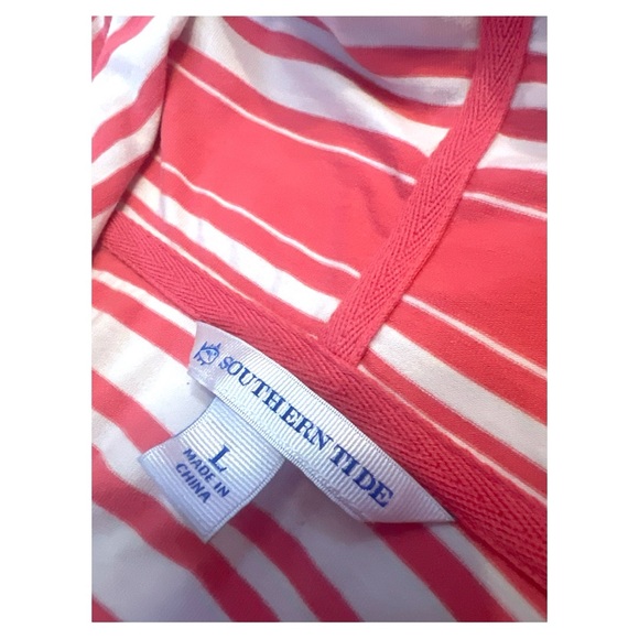 Southern Tide women’s long sleeve pullover stretch size large orange white hood - Picture 4 of 5
